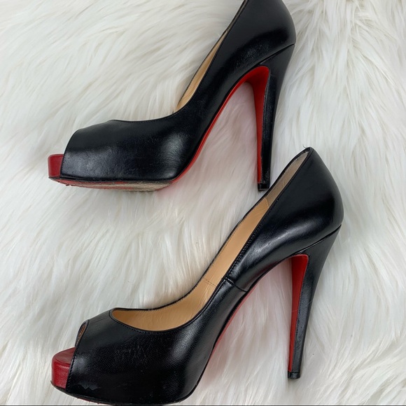 Christian Louboutin Prive Black Peep Toe Heels - Picture 9 of 12